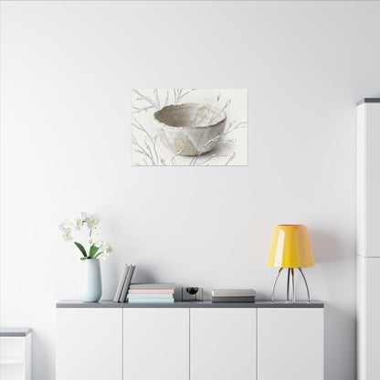 Neutral Ceramic Bowl Canvas Art - Minimal Line Japandi