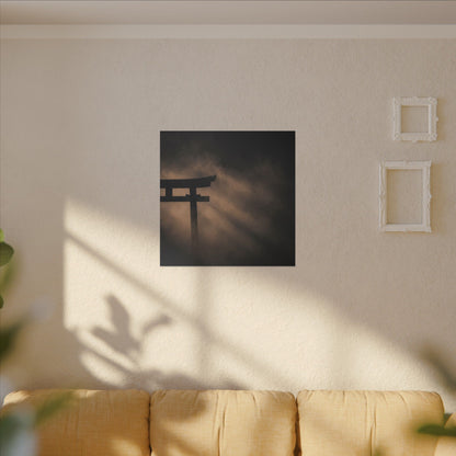 Torii Gate Shadow Zen Canvas Art | Bold Dark Japandi Art