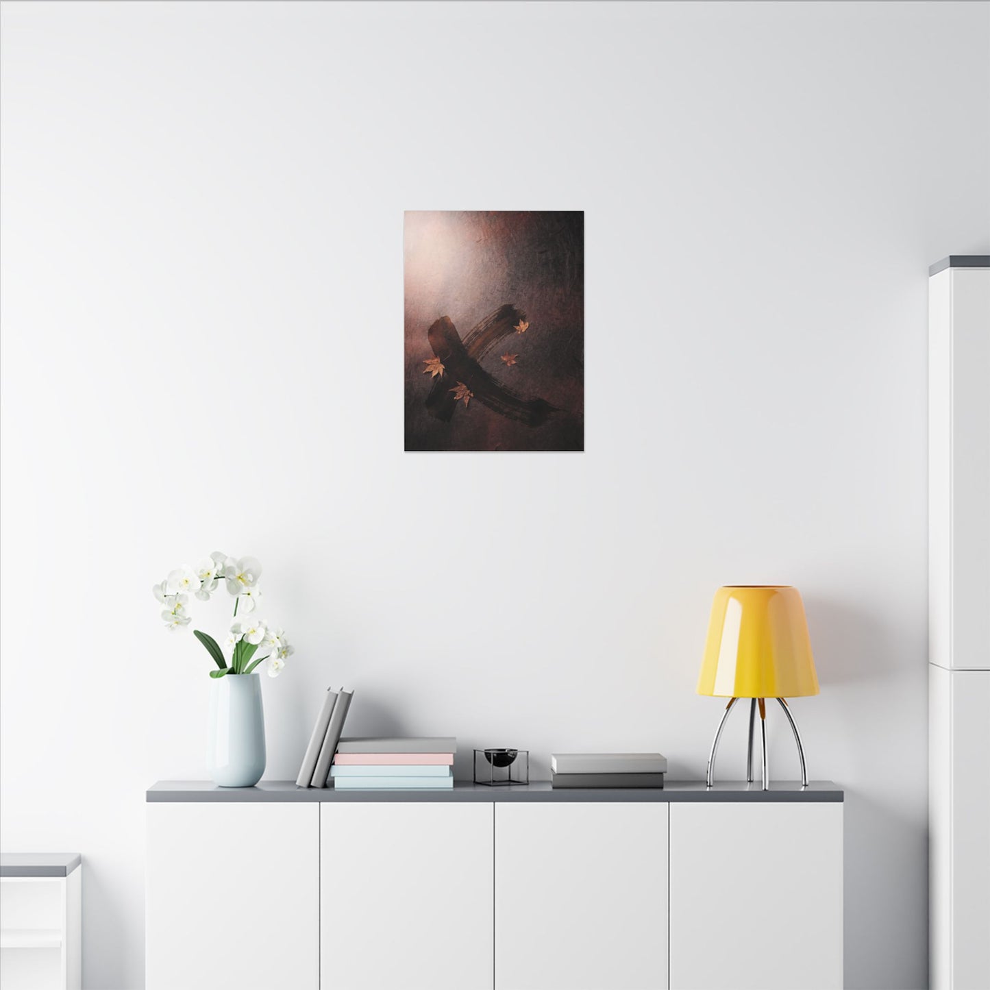 Moody Ink Brushstroke Canvas Art - Moody Minimal Dark Japandi