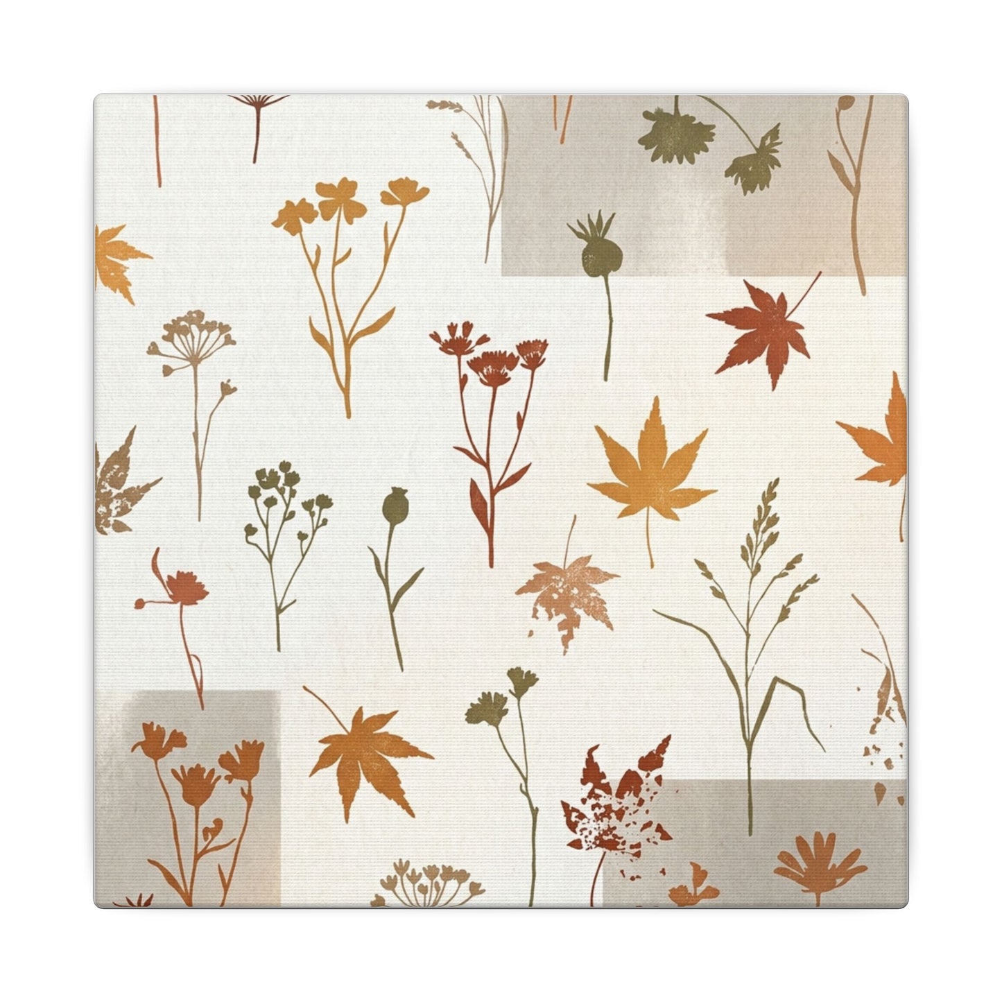 Autumn Dried Flowers Japanese Pattern Canvas Art | Elegant Decor