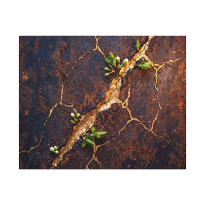 Rust Patina Spring Canvas Art | Kintsugi Resilient Design