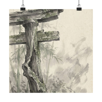 Summer Torii Gate Sumi E Wall Art Print | Calm Decor Art Print