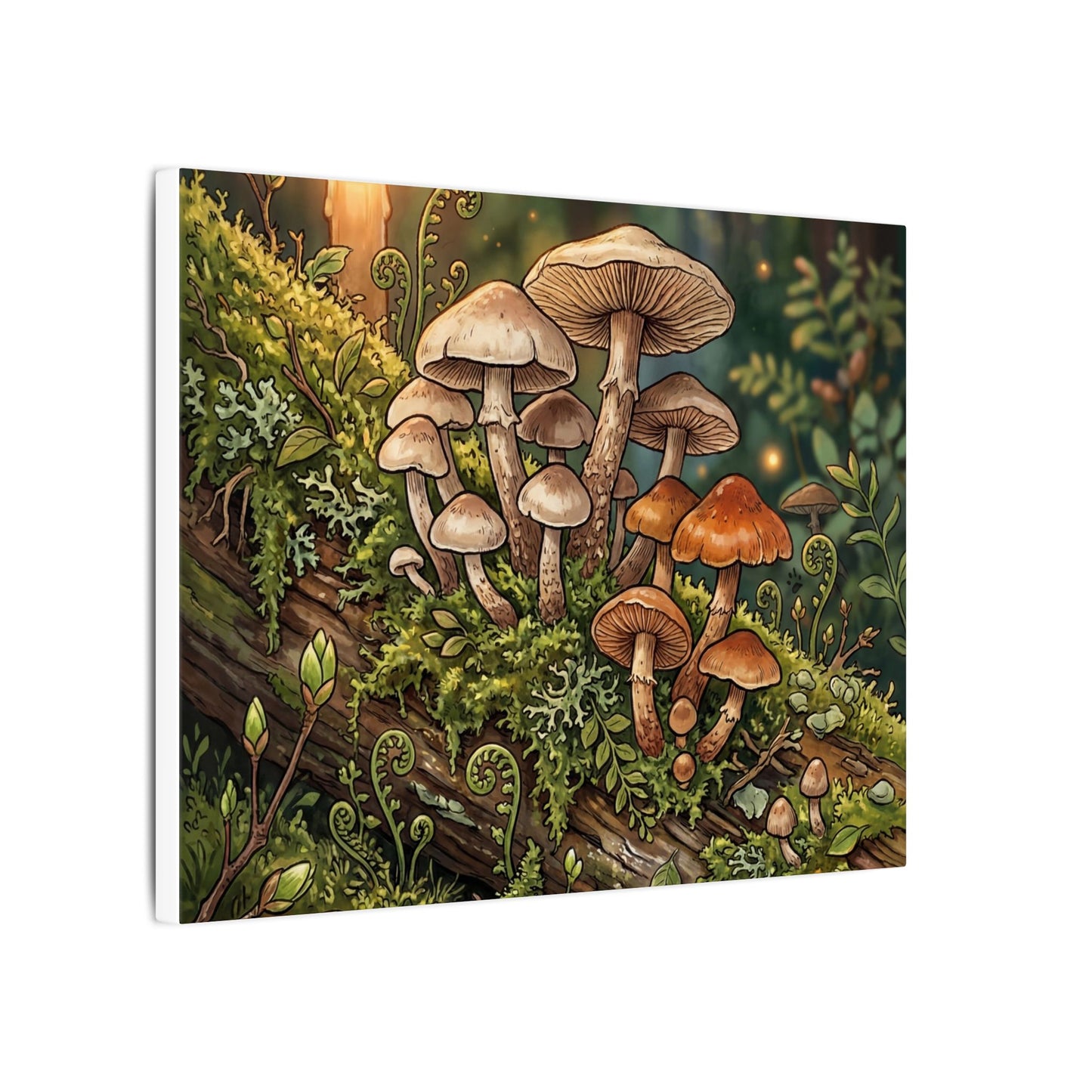 Spring Wild Mushrooms Herbarium Canvas Art | Rustic Decor