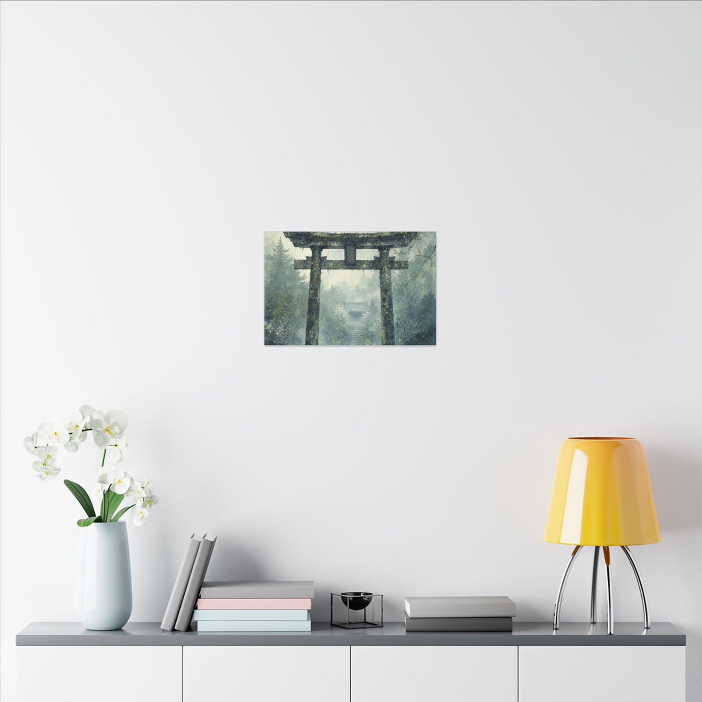 Earthy Torii Gate Canvas Art - Watercolor Japandi