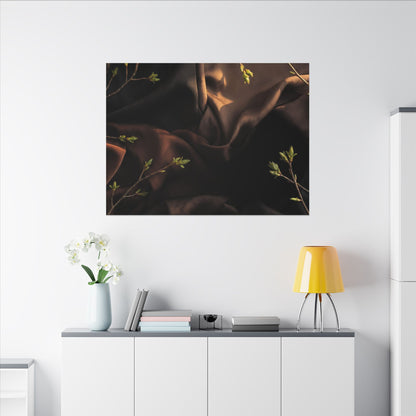 Dark Japandi Silk Drape in Golden Hour | Moody Minimal Canvas Art