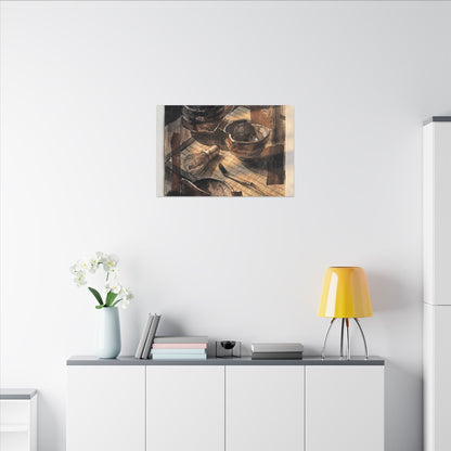Tea Ceremony Charcoal Ink Canvas Art | Luxurious Dark Japandi Art