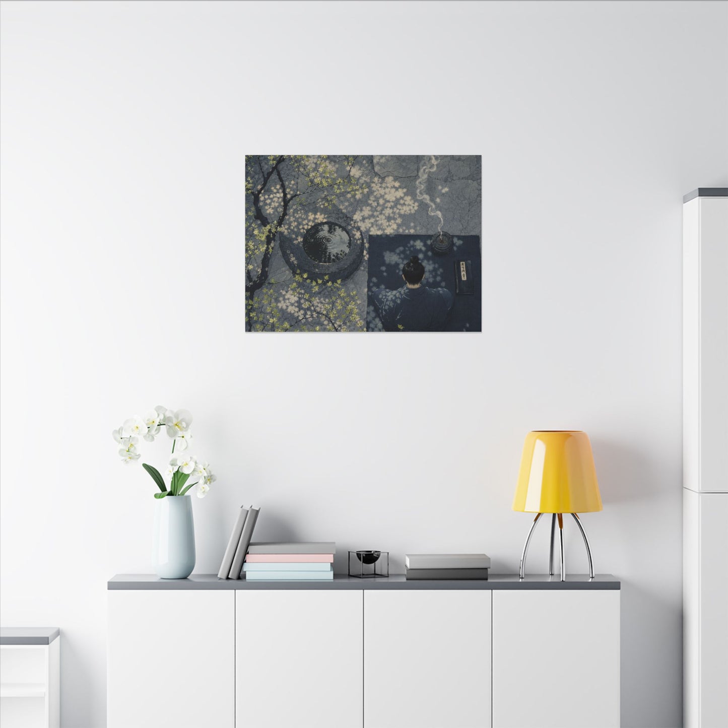 Spring Incense Smoke Ukiyo E Inspired Canvas Art | Tranquil Decor