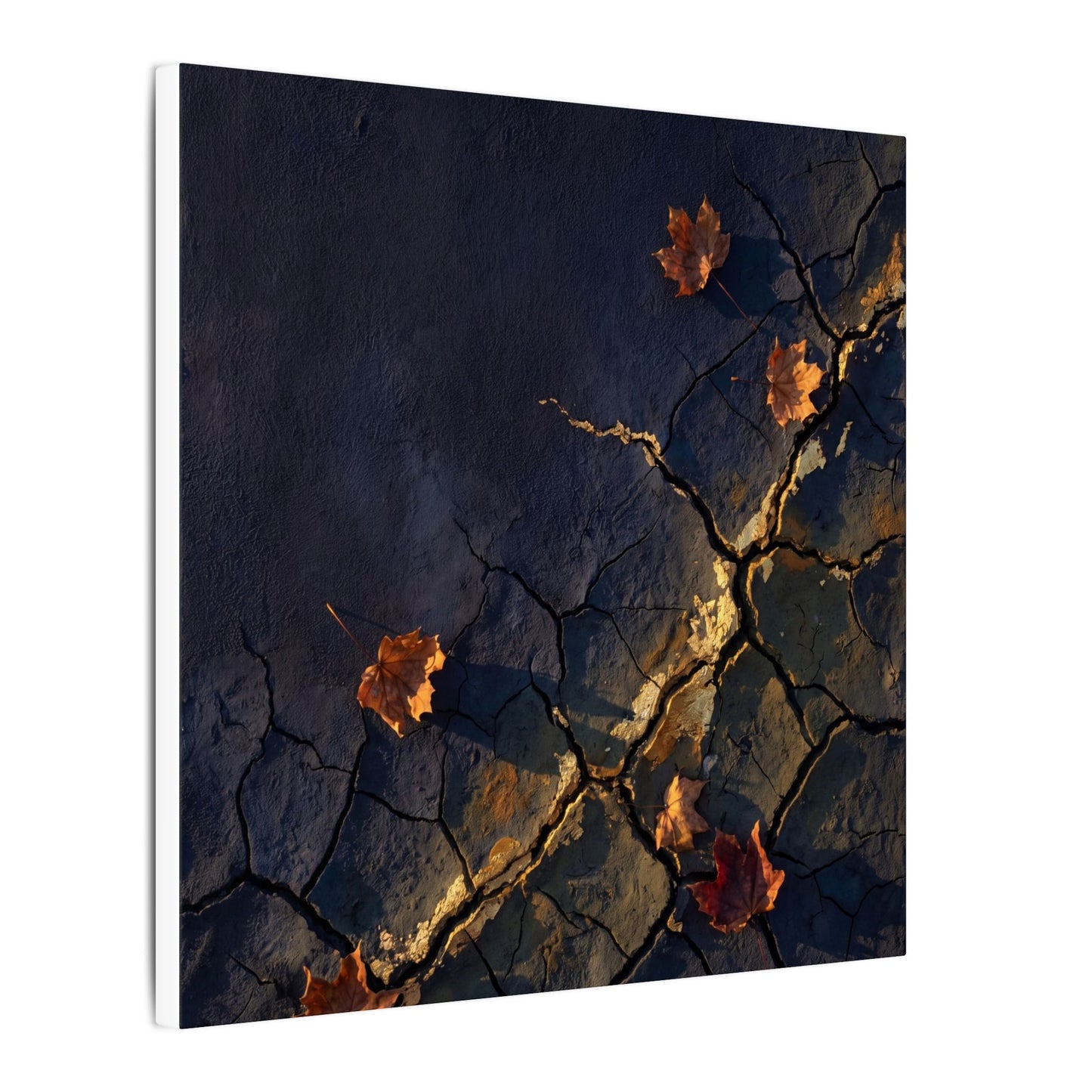 Cracked Earth Canvas Art | Autumn Dark Japandi Dark Texture Art