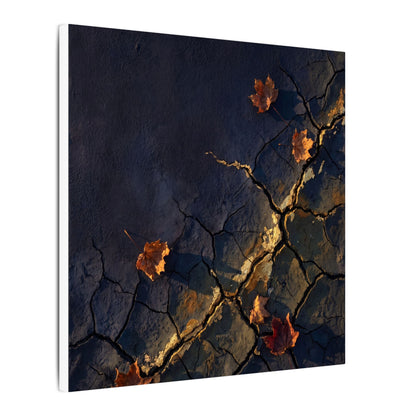Cracked Earth Canvas Art | Autumn Dark Japandi Dark Texture Art