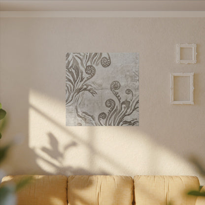 Japandi Fern Unfurling in Overcast | Japanese Pattern Canvas Art