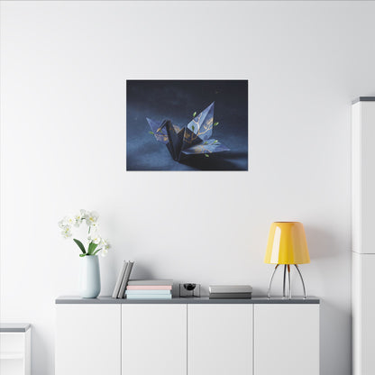Kintsugi Paper Fold in Moonlight | Crackle Gold Canvas Art