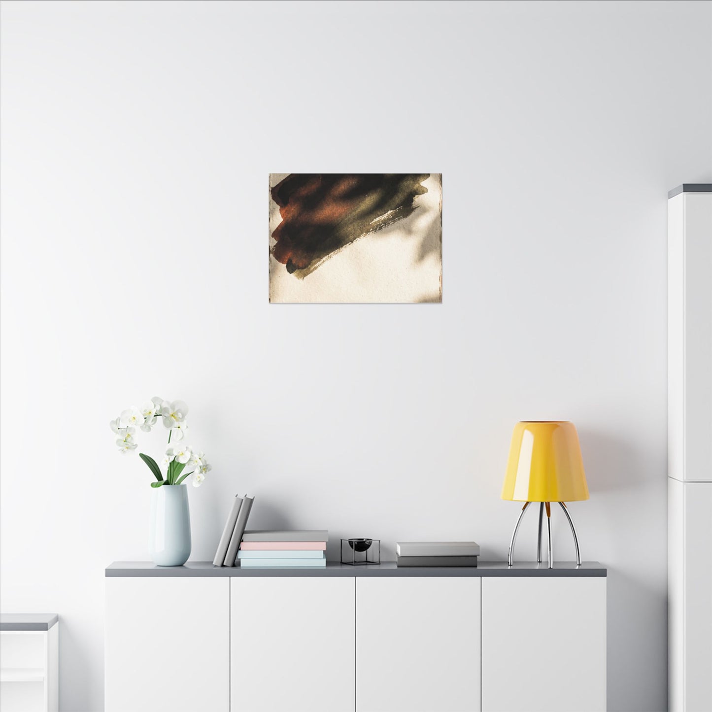 Ink Brushstroke Canvas Art | Summer Dark Japandi Moody Minimal Art