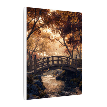 Autumn Wooden Bridge Gold Vein Canvas Art | Resilient Decor