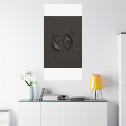 Sophisticated Broken Pottery Canvas Art - Charcoal Ink Dark Japandi