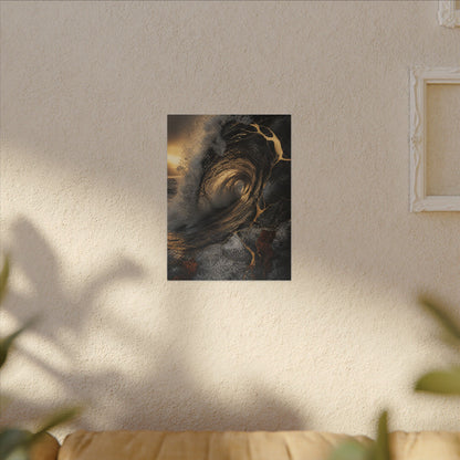 Kanso Ocean Wave Canvas Art - Kintsugi Gold Vein