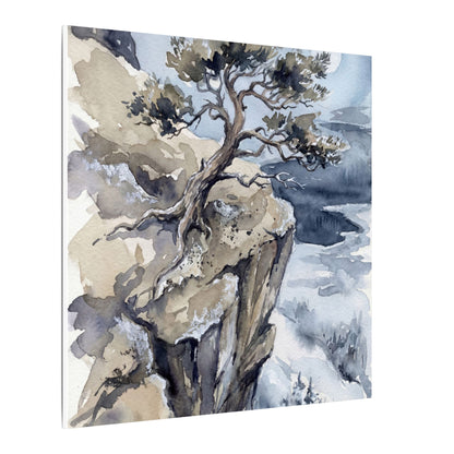 Pine Tree Canvas Art | Winter Japandi Watercolor Art