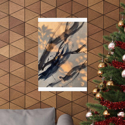 Datsuzoku Ink Brushstroke Wall Art Print - Dark Japandi Shadow Zen