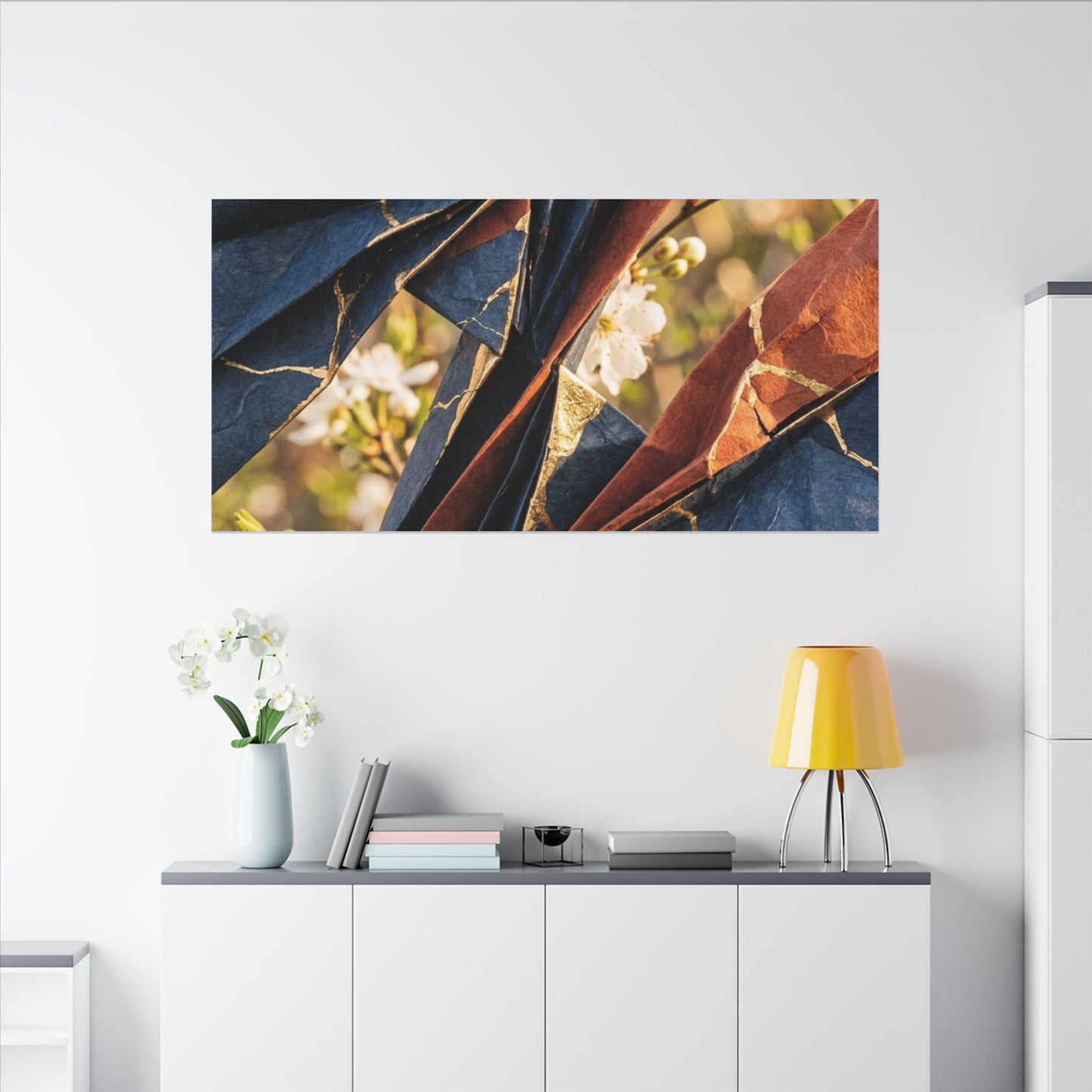 Golden Hour Paper Fold Canvas Art - Kintsugi Ma