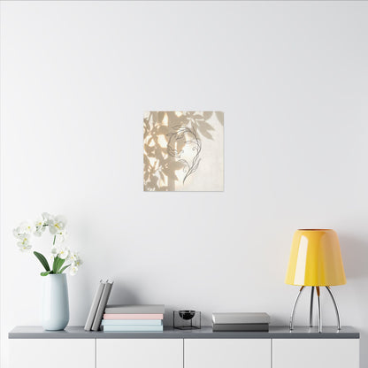 Warm Shoji Screen Canvas Art - Minimal Line Japandi