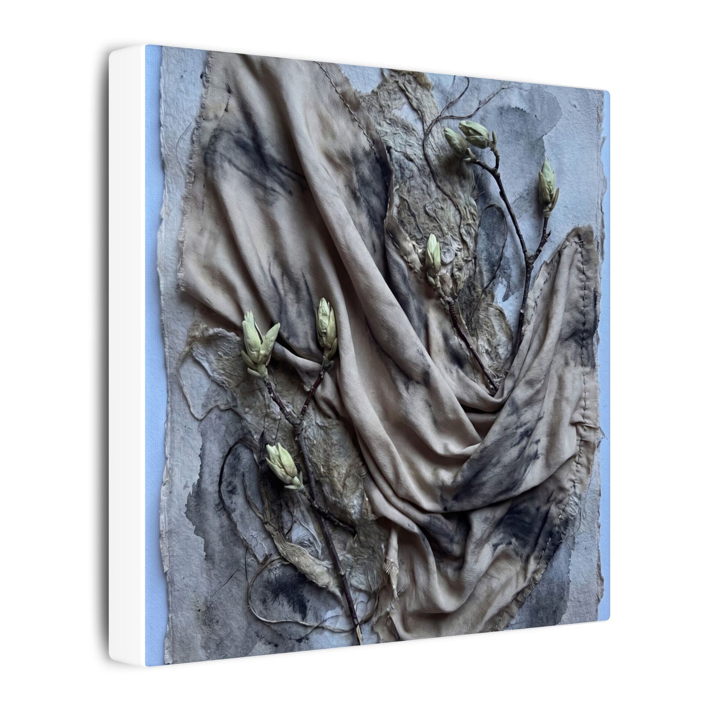 Japandi Silk Drape in Moonlight | Texture Canvas Art