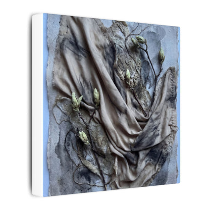 Japandi Silk Drape in Moonlight | Texture Canvas Art