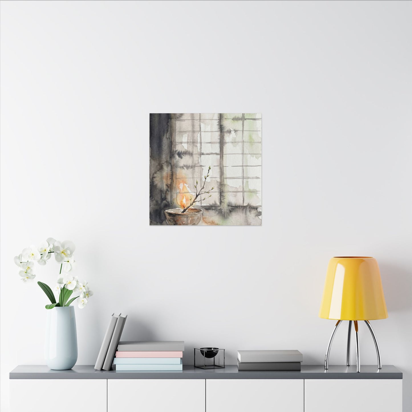 Shoji Screen Canvas Art | Spring Japandi Watercolor Art