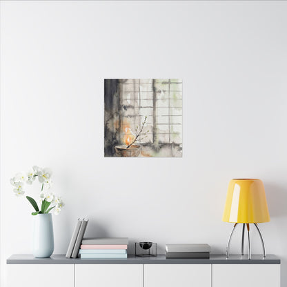Shoji Screen Canvas Art | Spring Japandi Watercolor Art