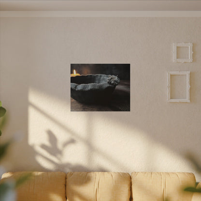 Ceramic Bowl Canvas Art | Winter Dark Japandi Shadow Zen Art