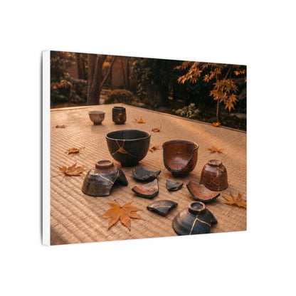Golden Hour Tea Ceremony Canvas Art - Kintsugi Shibui