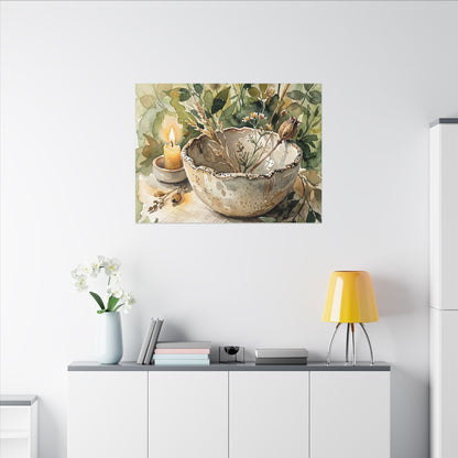 Ceramic Bowl Summer Canvas Art | Japandi Elegant Design