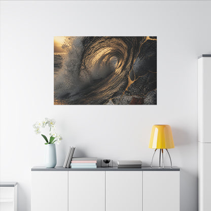 Kanso Ocean Wave Canvas Art - Kintsugi Gold Vein