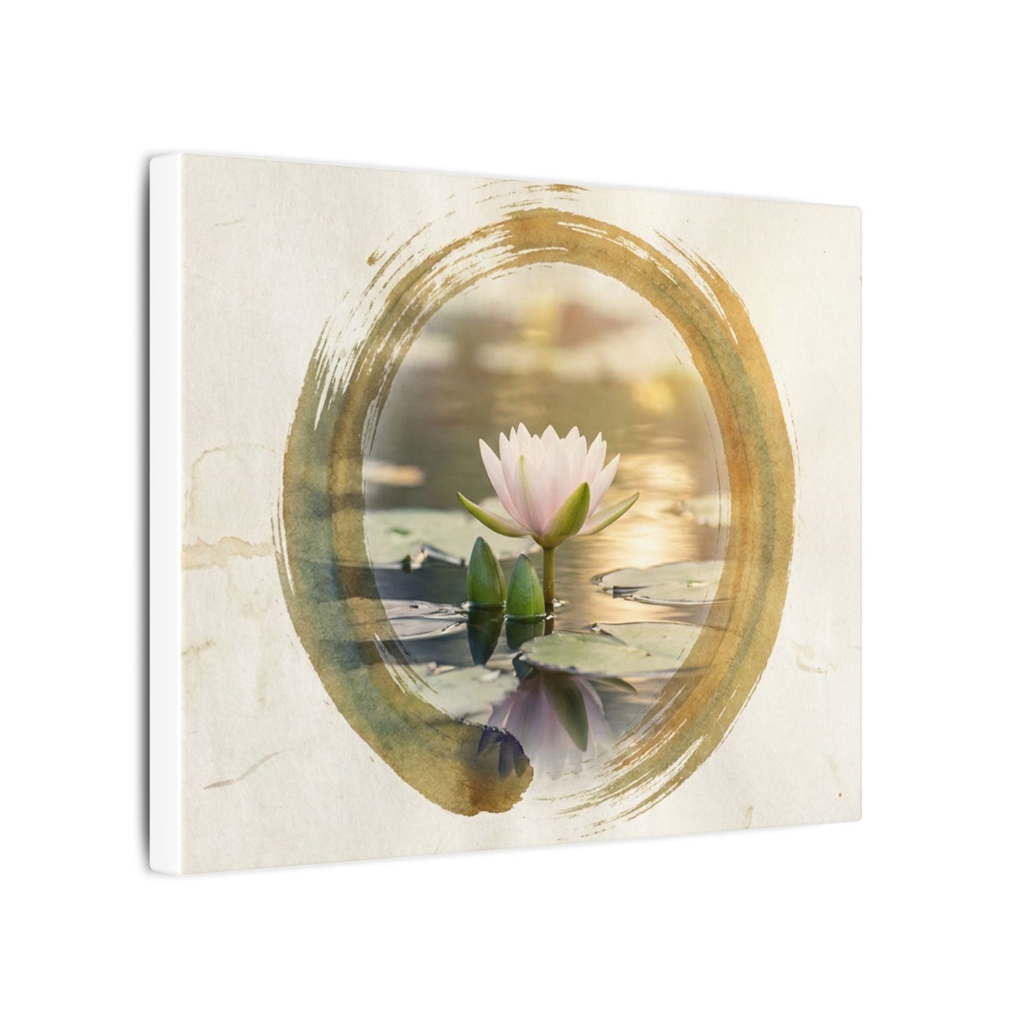 Peaceful Lotus Flower Canvas Art - Enso Zen
