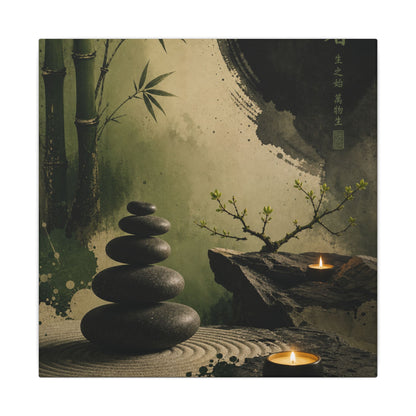 River Stones Spring Canvas Art | Zen Contemplative Design