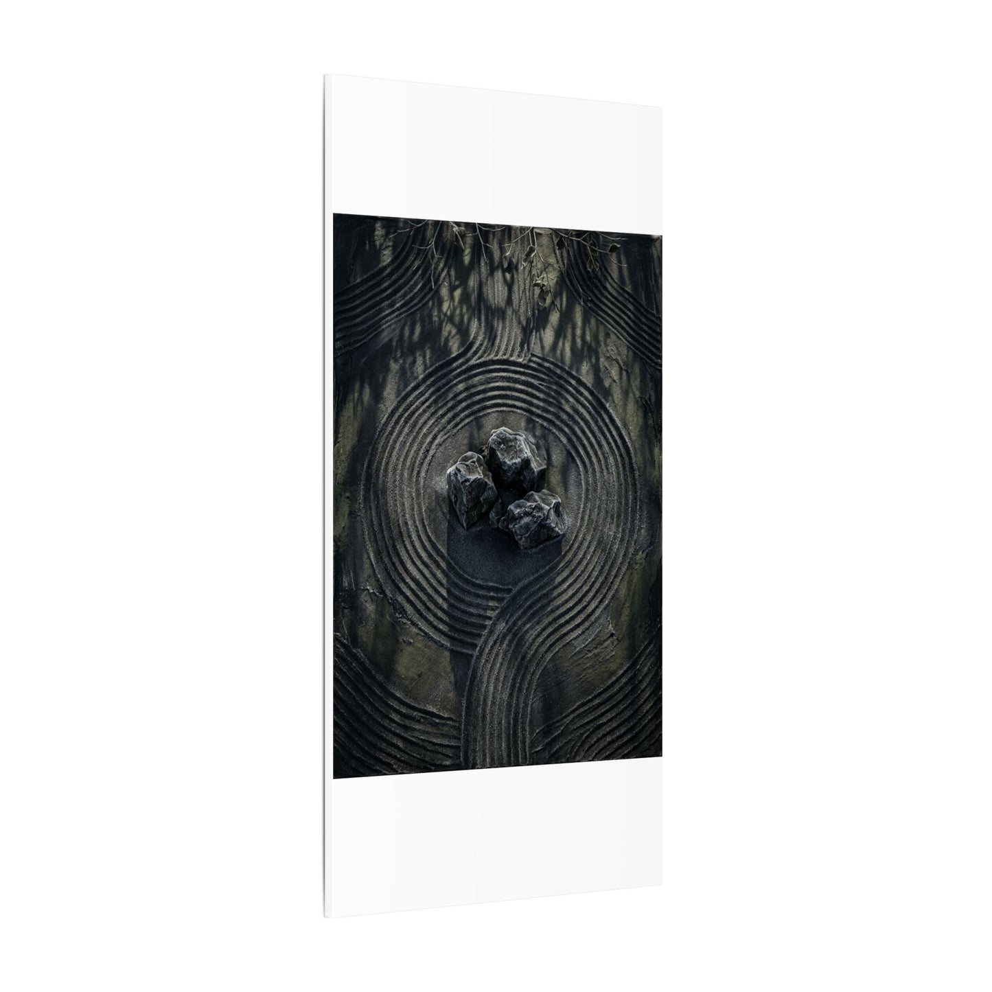 Moody Rock Garden Canvas Art - Dark Texture Dark Japandi
