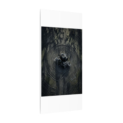 Moody Rock Garden Canvas Art - Dark Texture Dark Japandi