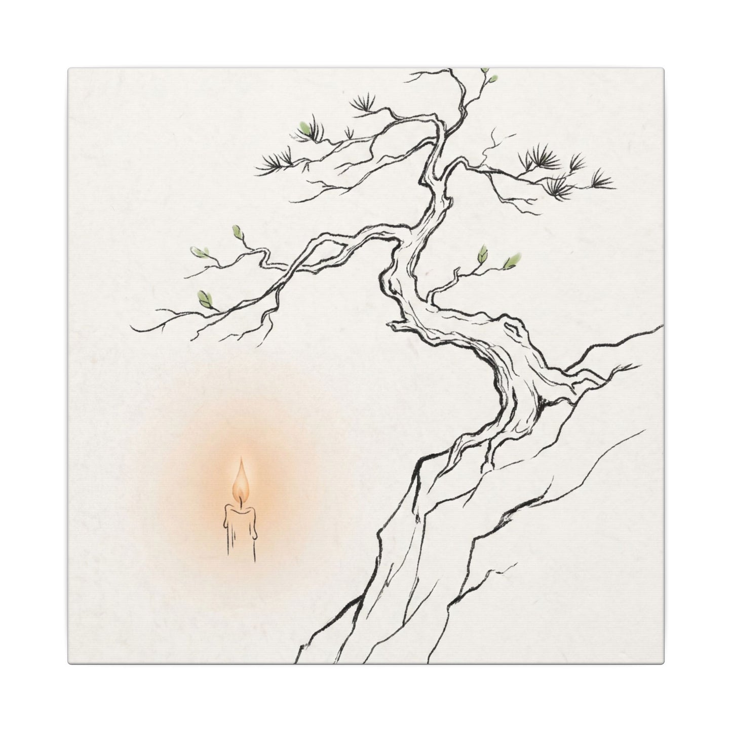 Candlelight Pine Tree Canvas Art - Japandi Shibui