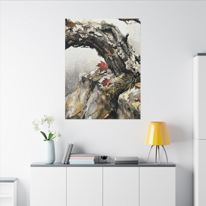 Pine Tree Autumn Canvas Art | Japandi Earthy Design