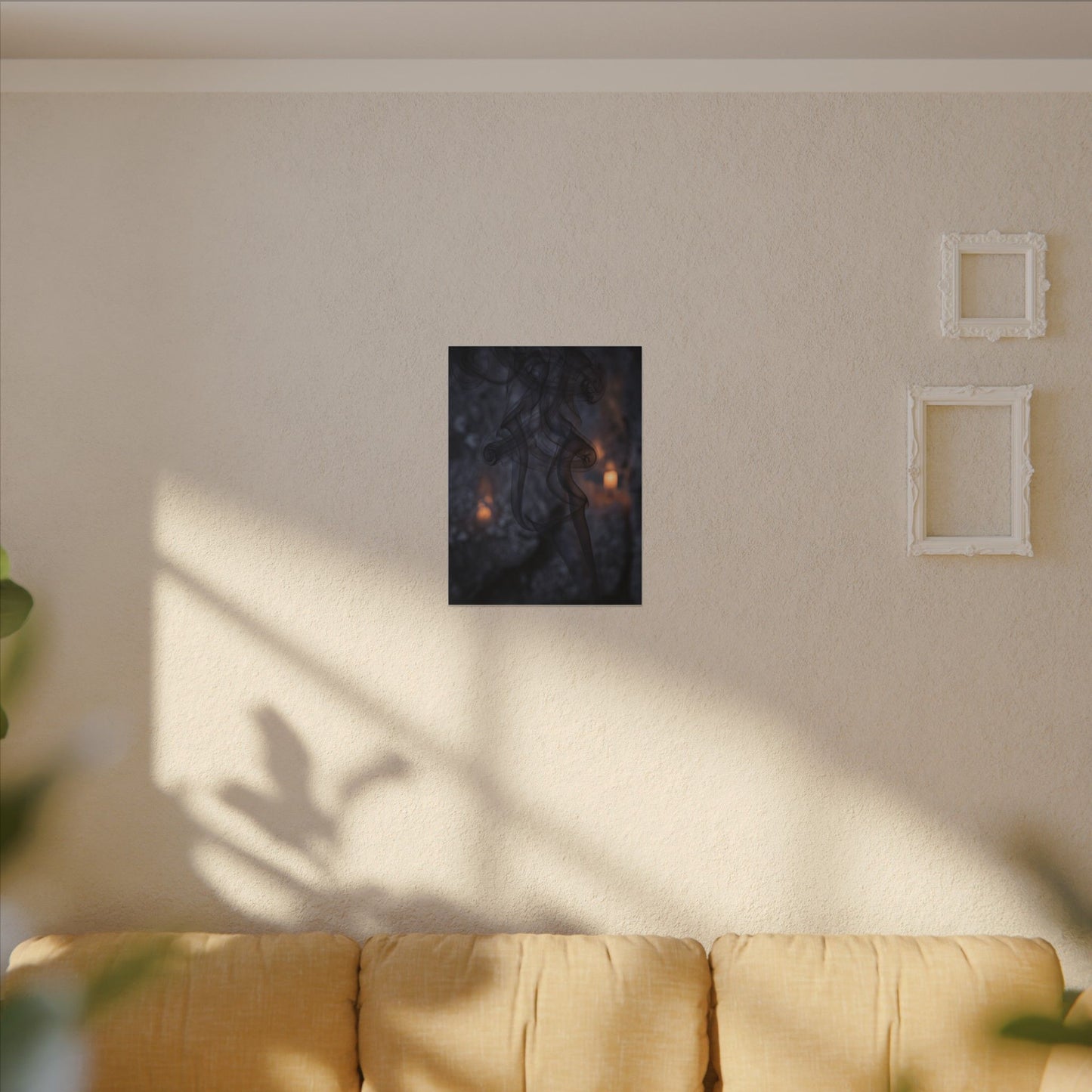 Incense Smoke Winter Canvas Art | Dark Japandi Sophisticated Design