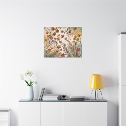 Dried Flowers Canvas Art | Autumn Japandi Watercolor Art