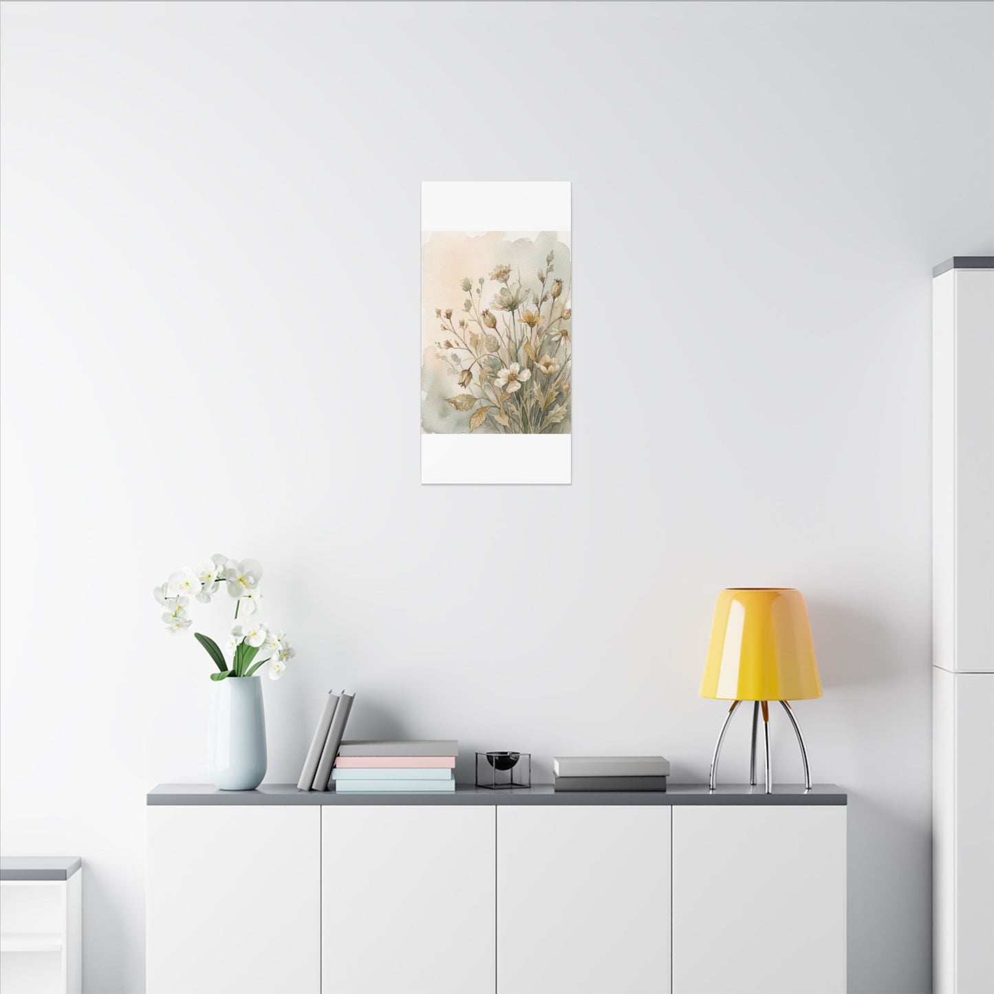 Summer Dried Flowers Watercolor Canvas Art | Elegant Decor