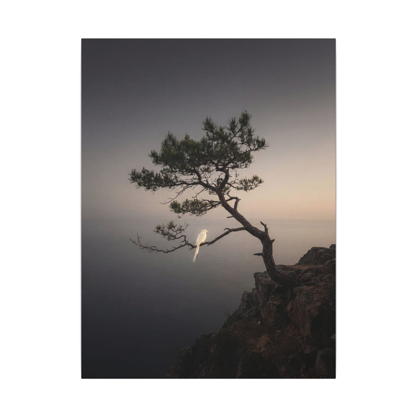 Dawn Pine Tree Canvas Art - Dark Japandi Datsuzoku