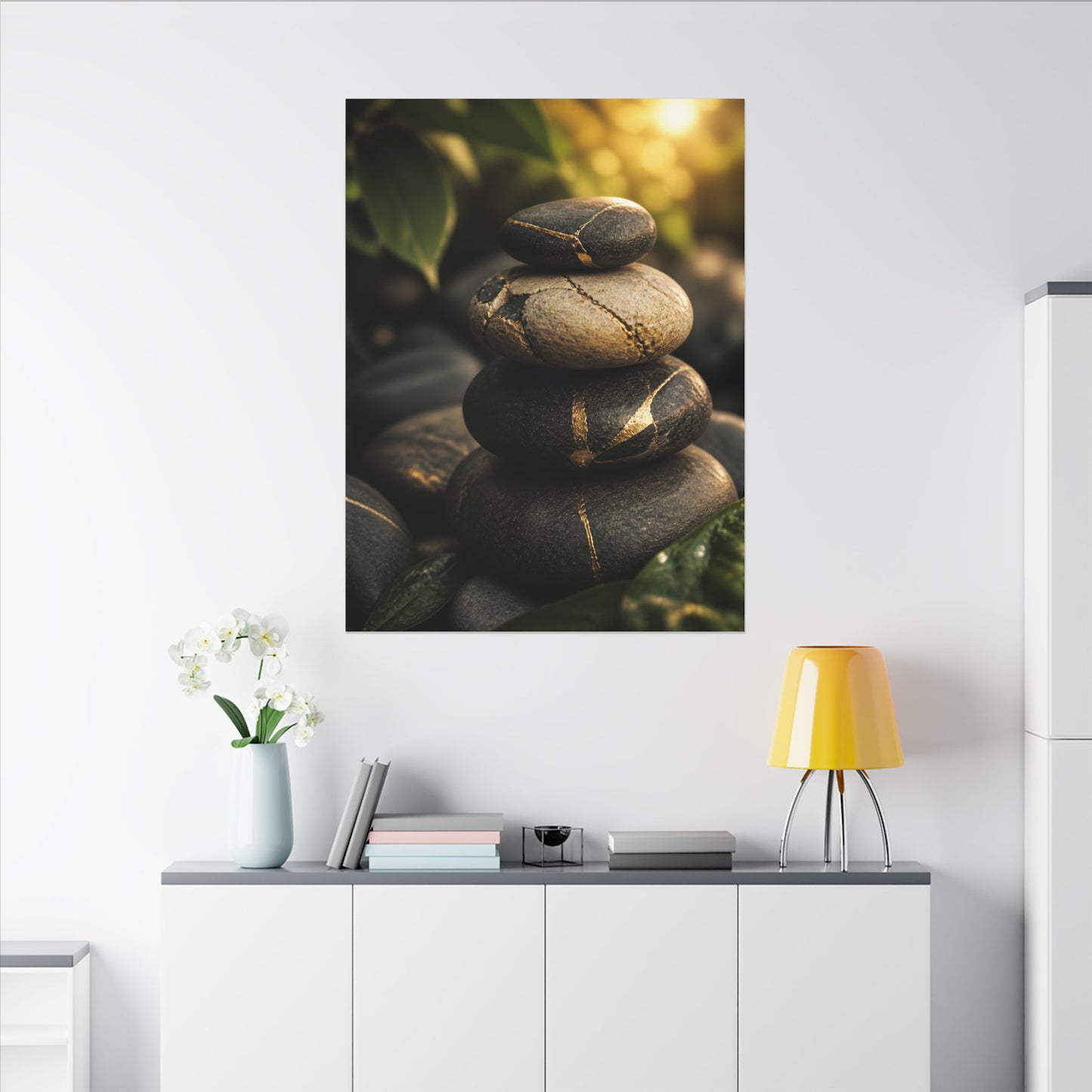 Summer River Stones Broken Beauty Canvas Art | Healing Decor