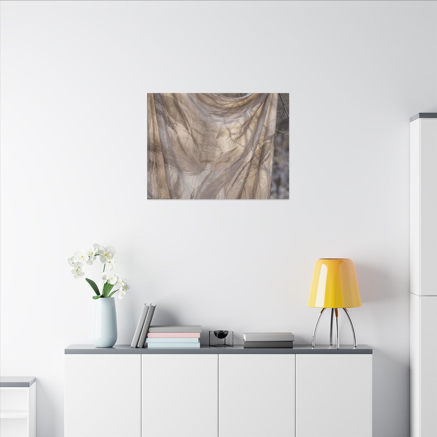 Ma Silk Drape Canvas Art - Japandi Japanese Pattern