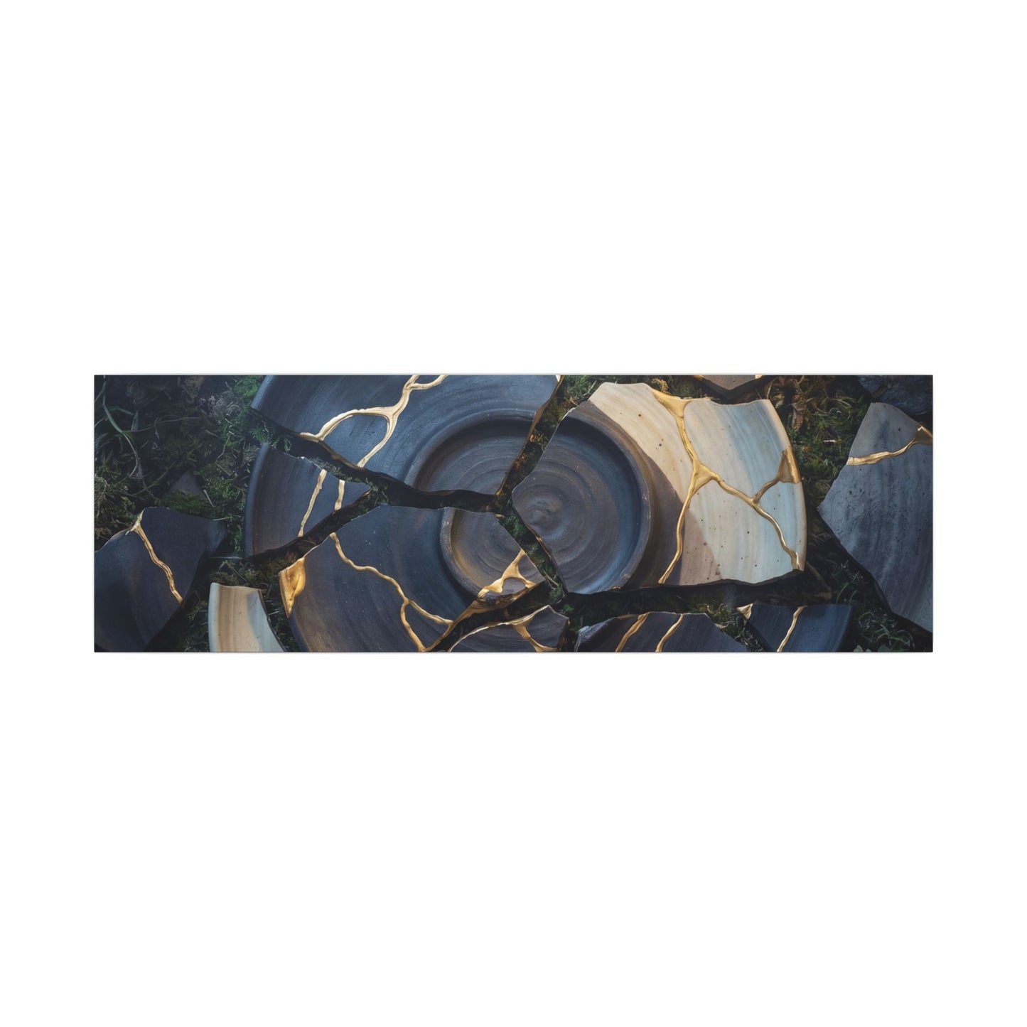 Resilient Broken Pottery Canvas Art - Gold Vein Kintsugi