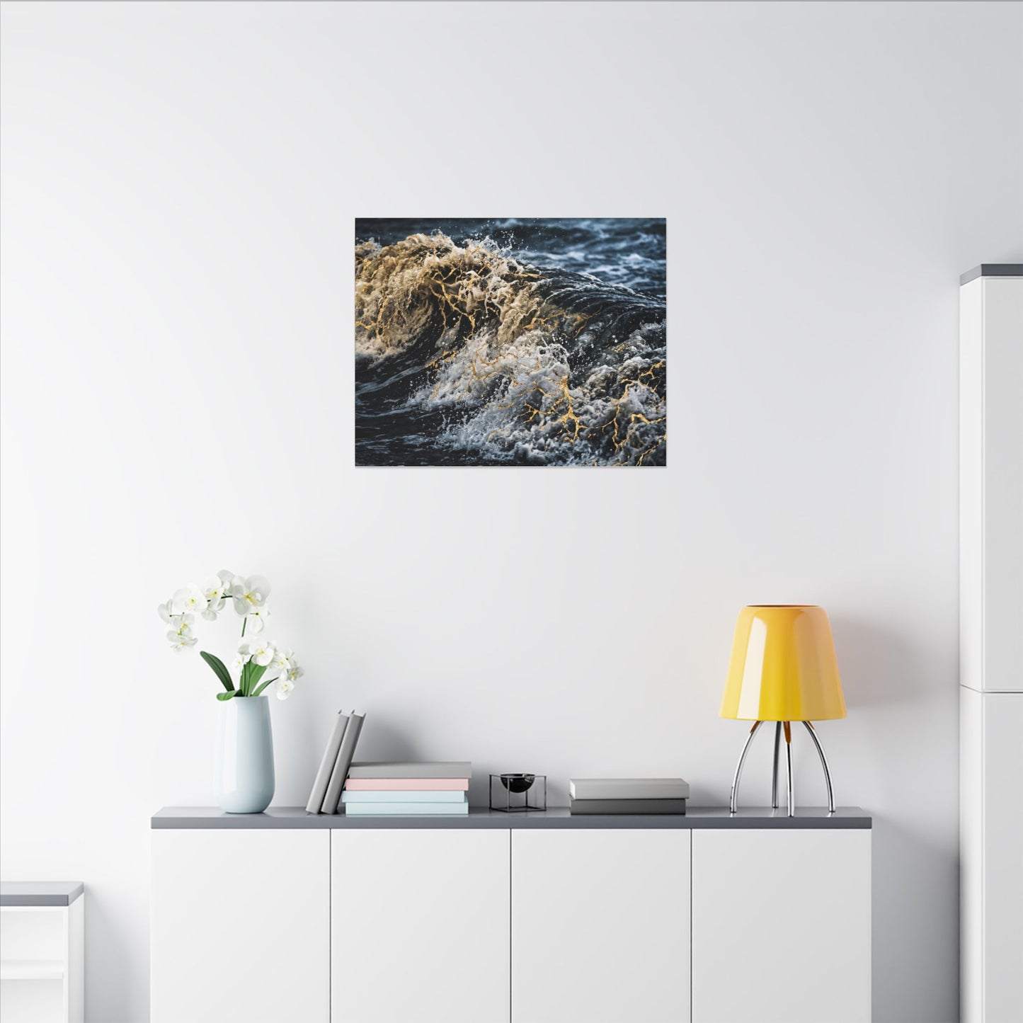 Ocean Wave Winter Canvas Art | Kintsugi Artful Design