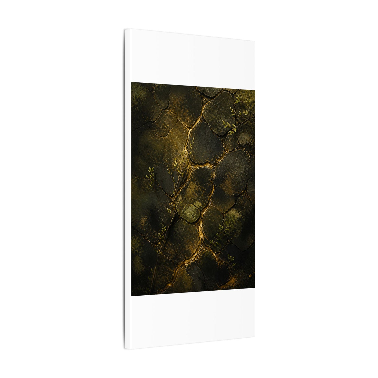 Shibui Cracked Earth Canvas Art - Dark Japandi Dark Texture