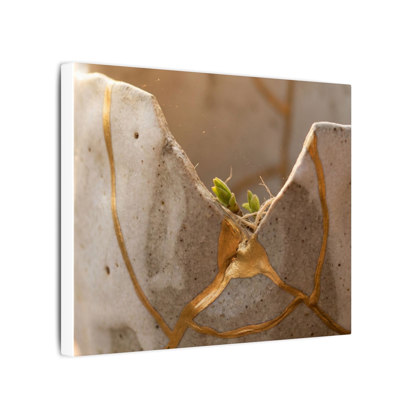 Golden Hour Broken Pottery Canvas Art - Japandi Kanso