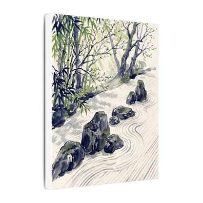 Dappled Rock Garden Canvas Art - Zen Mono No Aware