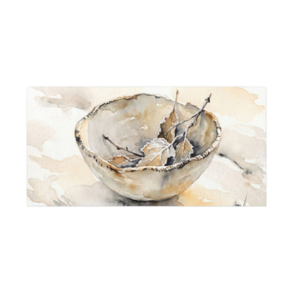 Ceramic Bowl Canvas Art | Winter Japandi Watercolor Art