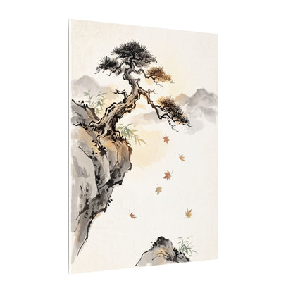 Peaceful Pine Tree Canvas Art - Sumi E Zen